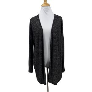 Bobeau Marled Hacci Cardigan S Small Raven Black Mix Stretch Open Front Longline